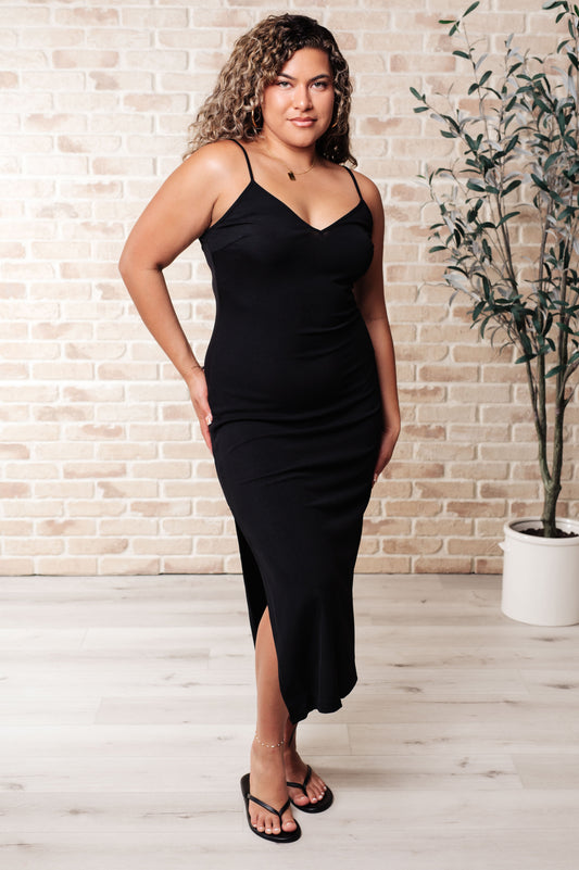 Bridgette Ribbed Bodycon Dress in Black