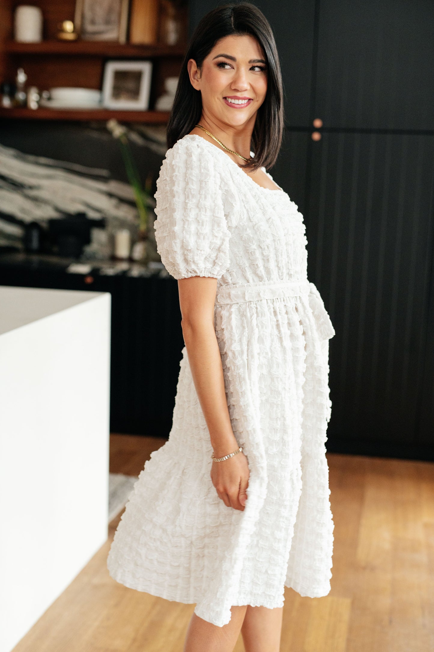 On Cloud Nine Bubble Midi Dress