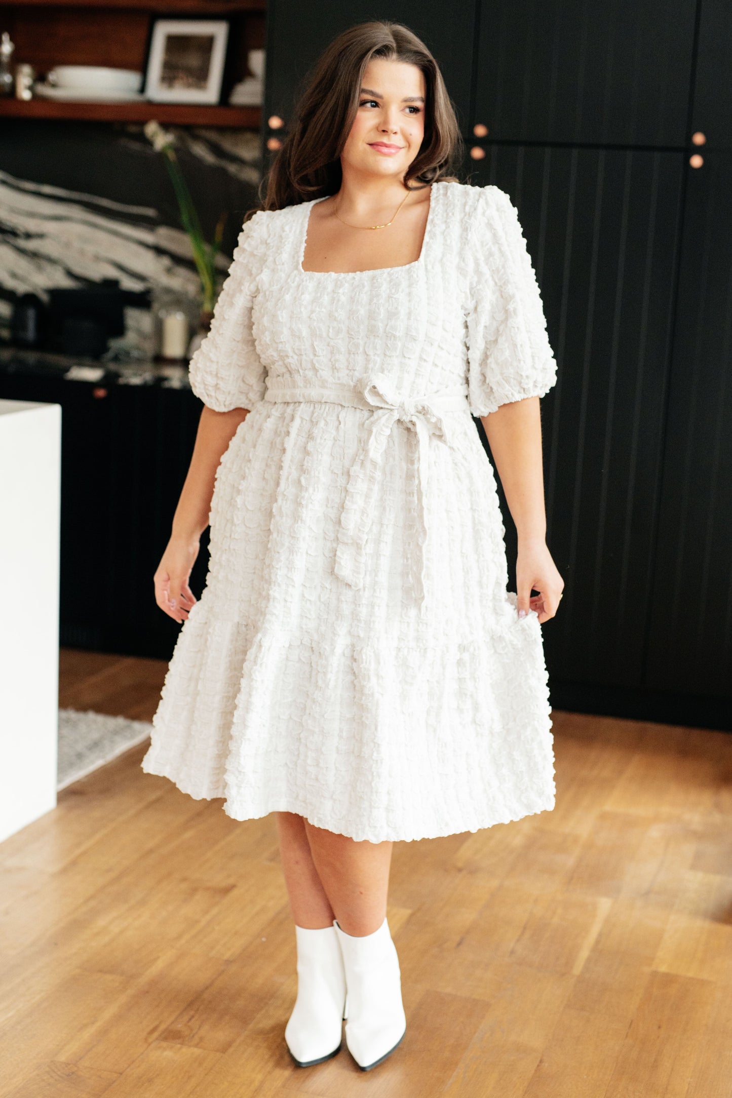 On Cloud Nine Bubble Midi Dress