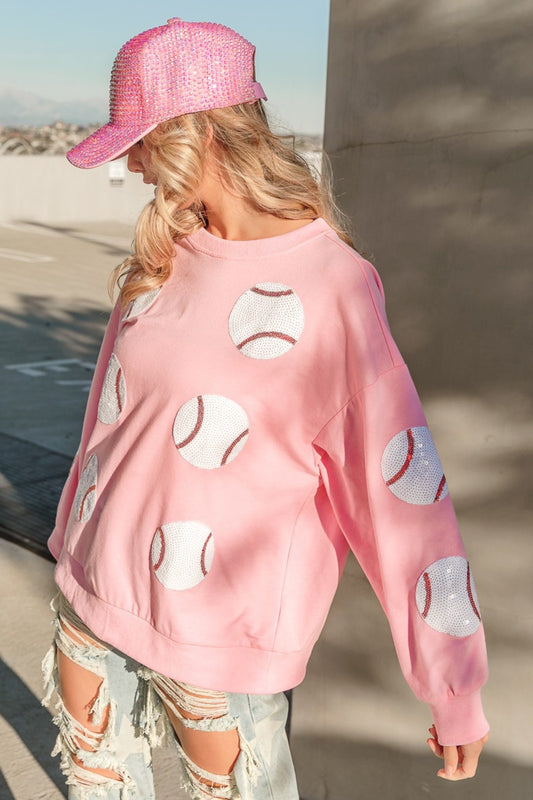 BiBi Sequin Baseball Patches Sweatshirt