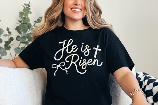 He is Risen Faux Pearls Graphic Tee