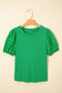 Bright Pink Ribbed Pearl Beaded Puff Sleeve Top