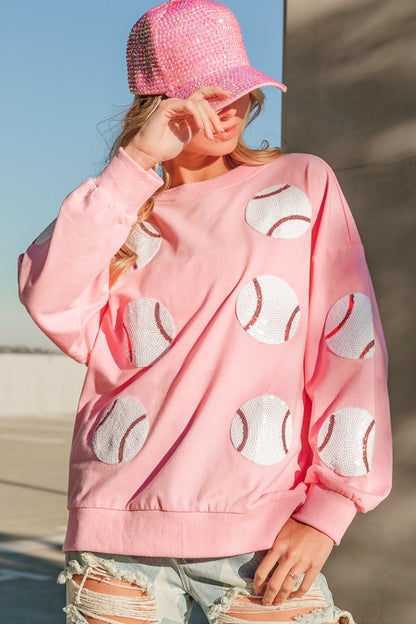 BiBi Sequin Baseball Patches Sweatshirt