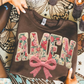 Amen in Stitches in Chocolate Graphic Tee and Sweatshirt
