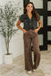 Cloud Nine to Five Button Down Blouse in Ash Black
