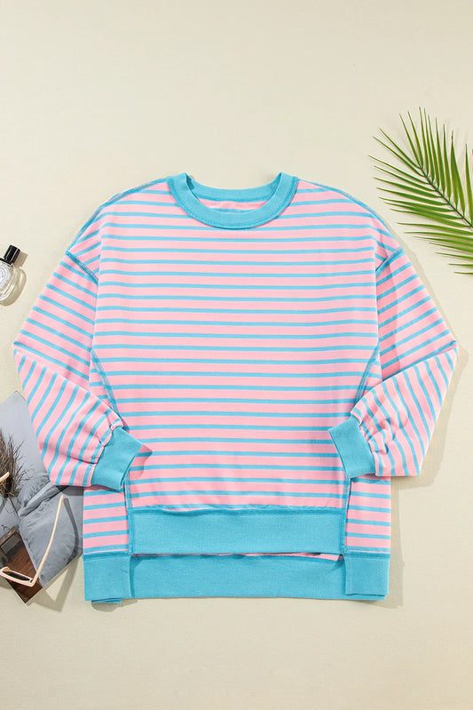 Color Clash Drop Shoulder Long Sleeve