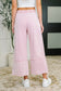 PREORDER: Flower Applique Cropped Flare Bottoms in Light Pink