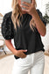 Bright Pink Ribbed Pearl Beaded Puff Sleeve Top