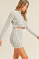 Checkmate Cardigan and Mini Skirt Set - Blue