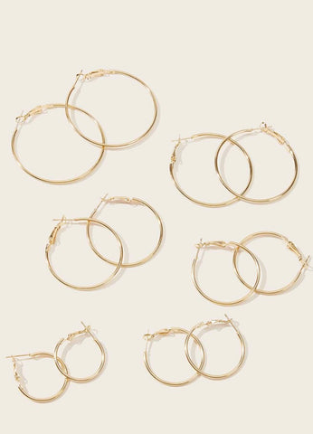 Set of Six Hoop Earrings