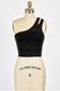 Out Of The Office One Shoulder Crop Top Black